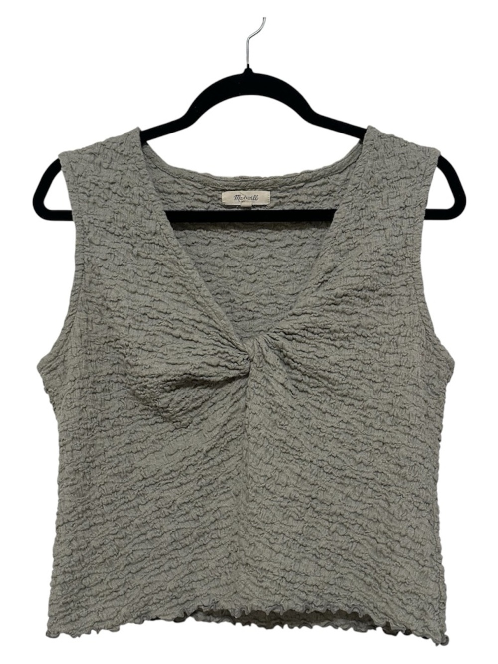 Madewell Textured Twist-Front Sleeveless Top - Sage green size XL